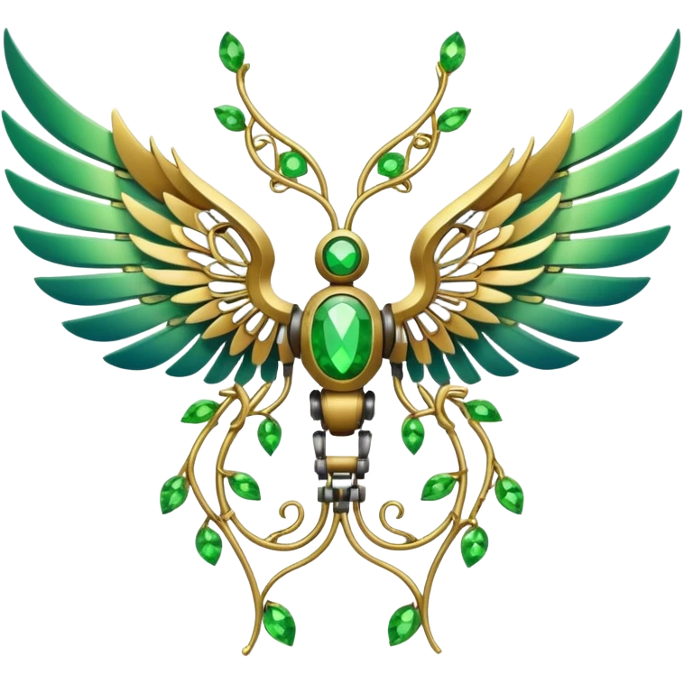 robot wings with vines and gems emoji
