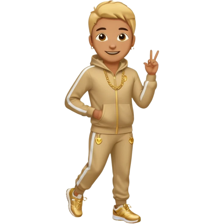 person wearing track suit and gold chain emoji