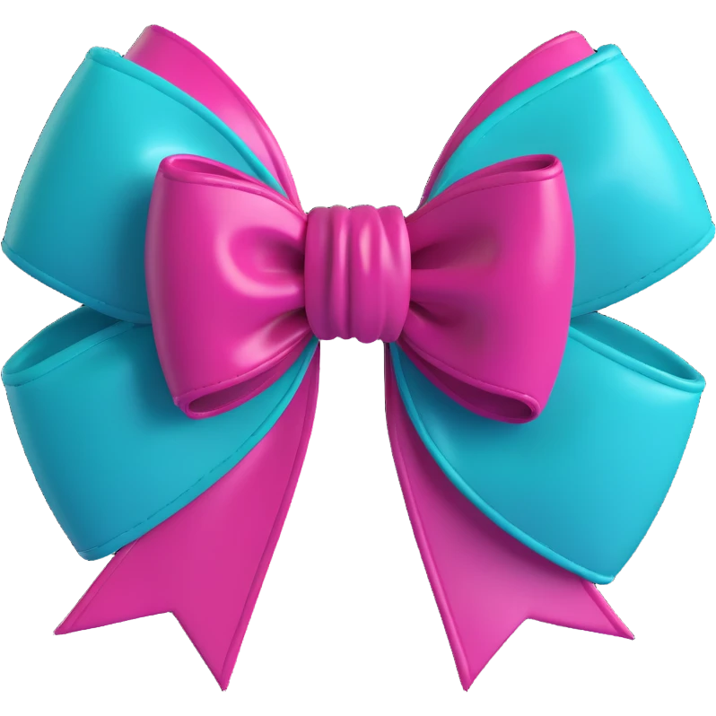 3D emoji style bow, magenta, glossy wet look emoji