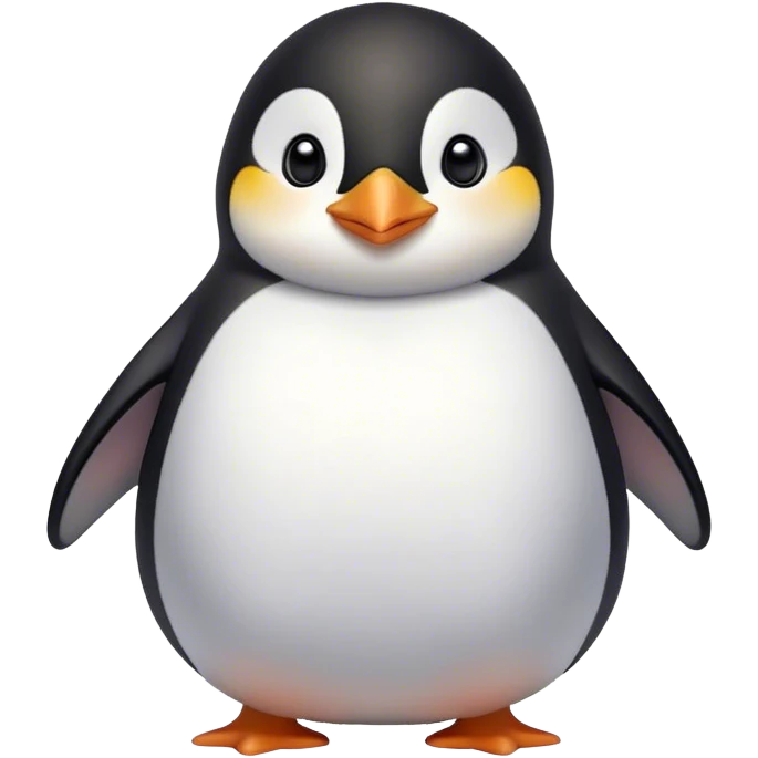 Cinematic chubby penguin, round fluffy body, tiny beak and feet, soft glowing feathers, gentle happy eyes, slightly tilted head, warm and irresistibly cute. emoji