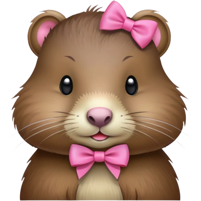 Nutria con un moño rosa emoji