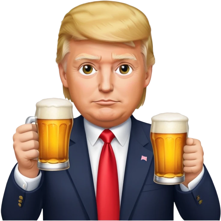 Donald Trump holding a beer emoji