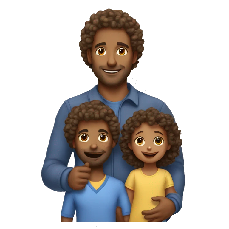 Dad with toddler girl curly hair emoji