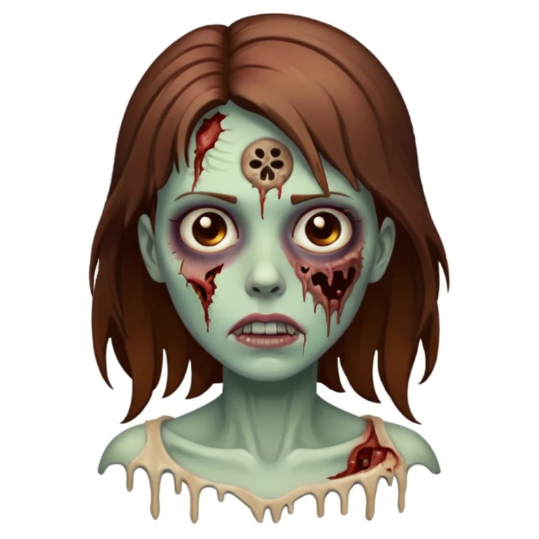 Uma zumbi bonita e com cabelos castanhos  emoji