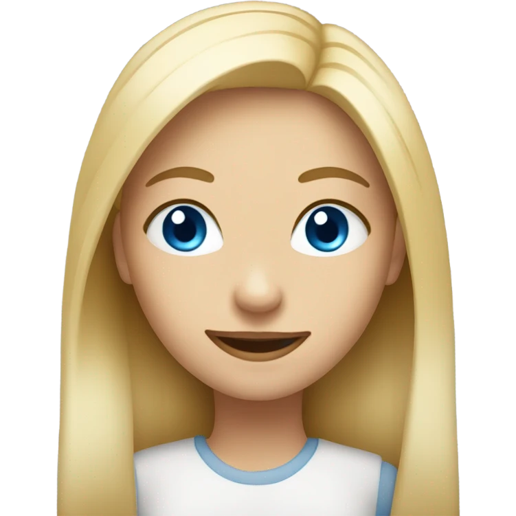 smiling blonde girl blue eyes straight hair portrait emoji