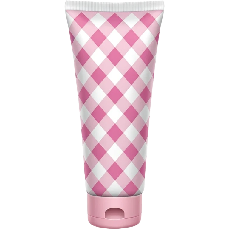 Light pink and white argyle quilt printed lotion tube with pink cap emoji