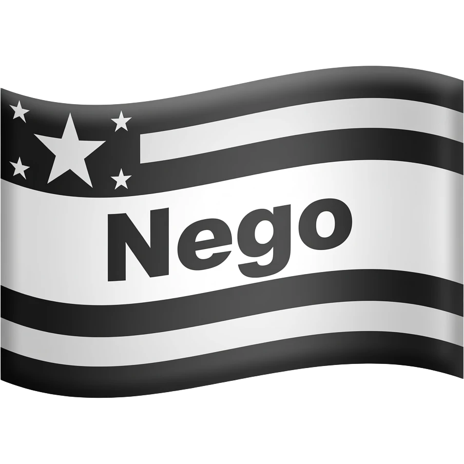 Flag of the state of Paraíba, the black and white one with "Nego" written on it. emoji