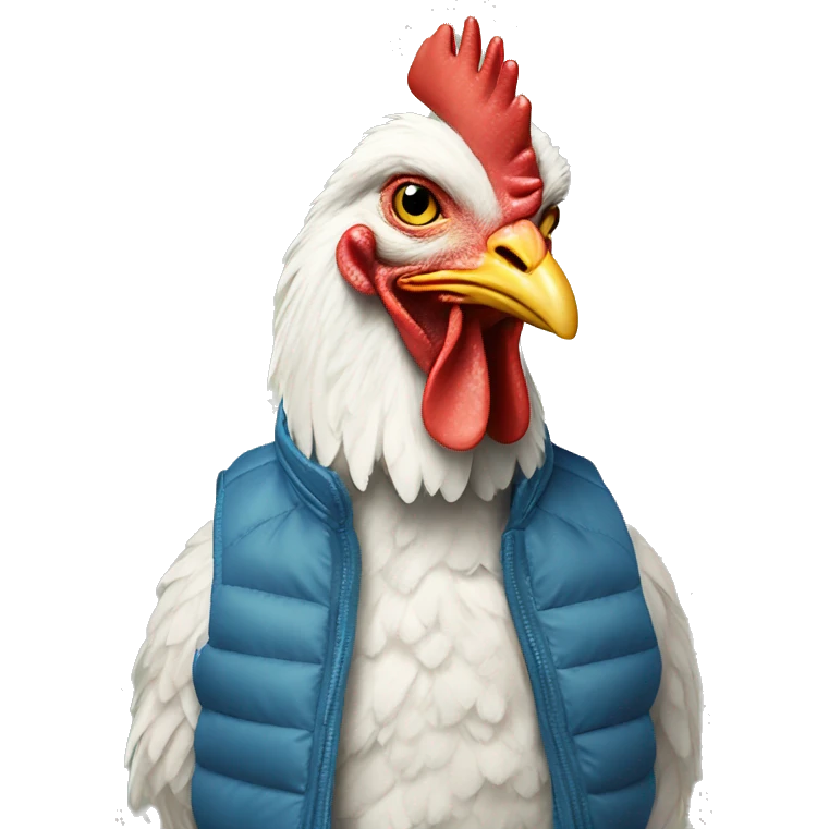 chicken wearing a Patagonia vest  emoji