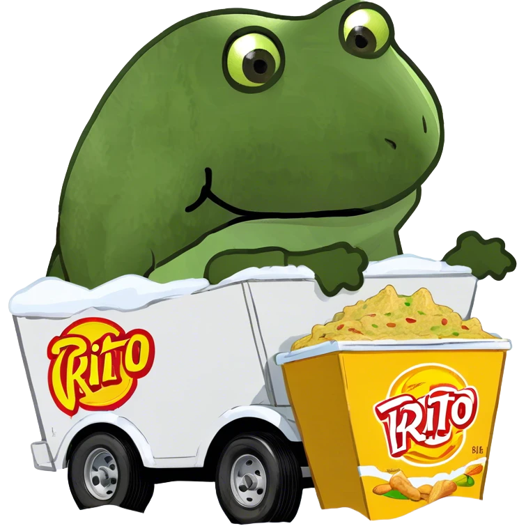 Frito Lay Bean dip truck driving in the snow emoji