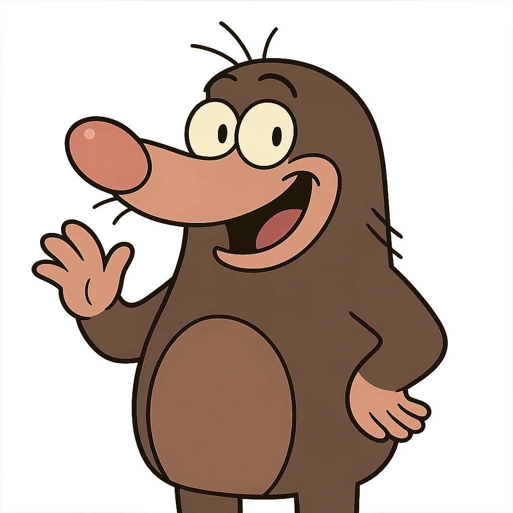 cartoon mole with a big nose, playful expression emoji