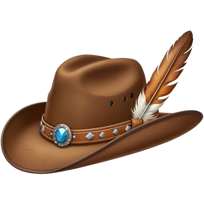 Cowboy hat with a Hawk feather on it emoji