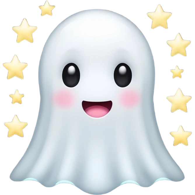 ghost kawai star white emoji