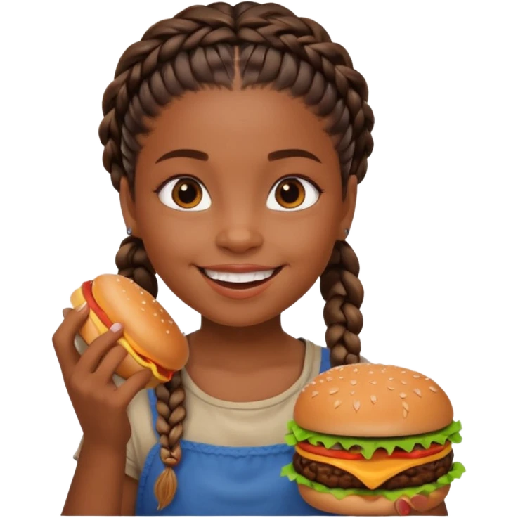 young black girl viking eating burger emoji