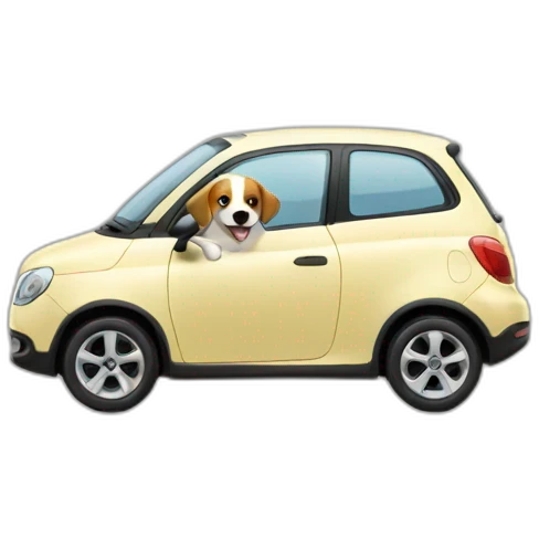 Small car with smallest dog on a window emoji