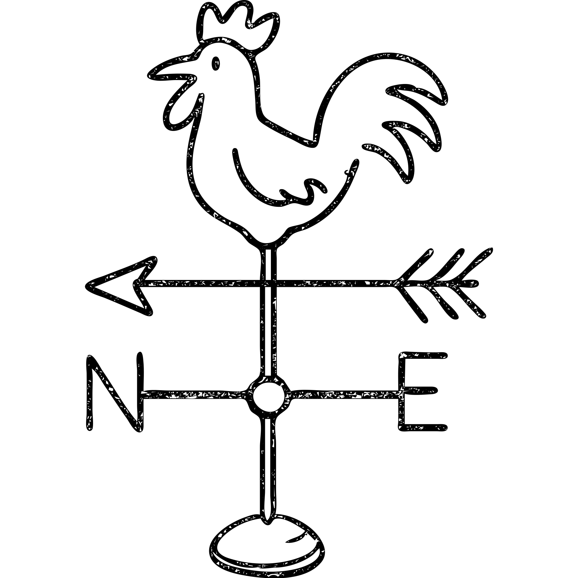hand-drawn outlined weathervane with rooster emoji