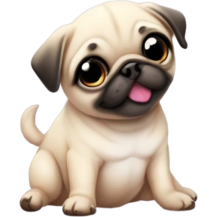 Baby pug playing with a flower pink eyes  emoji
