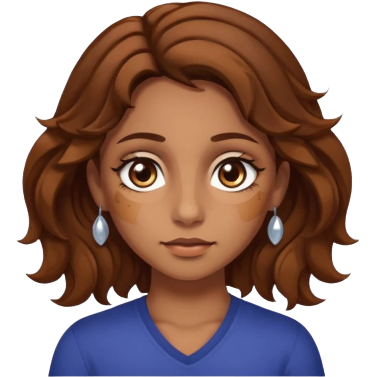 girl with wavy hair, almond shaped eyes, birthmark near her eye, tan, with lots of swag, cool, face piercings  emoji