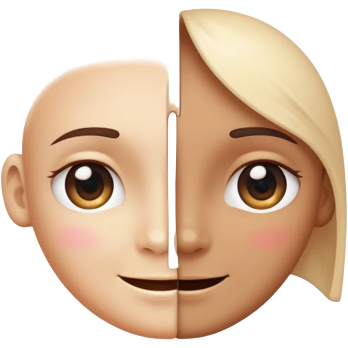A face split diagonally: one half smiling, the other half with a tear. Soft gradient colors to show transition between emotions. Slight sparkle accent to suggest depth and nuance. emoji