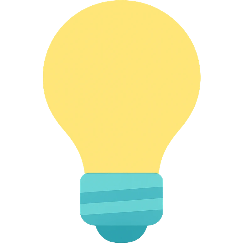 Light bulb icon,  flat emoji style, outline with blue and turquoise colors emoji
