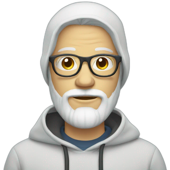 White bearded man with hoodie and eyeglasses emoji