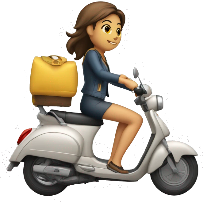 Chica conduciendo un ciclomotor vespino  emoji