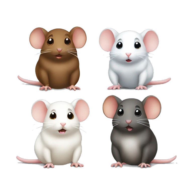Three differently colored rats one white one grey one brown gossiping emoji