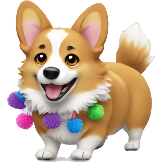 Corgi cheering with Pom Poms emoji