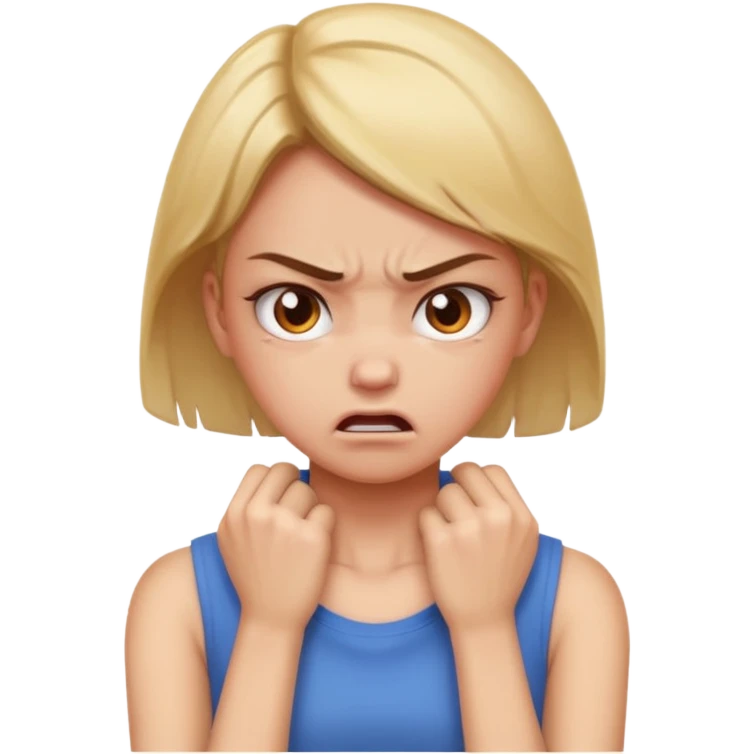 girl hands on neck angry emoji