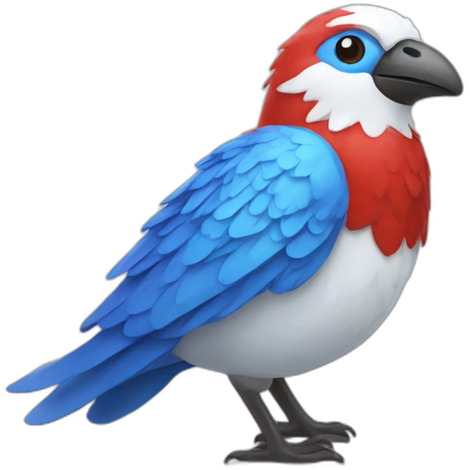 Fantasy bird white blue red emoji