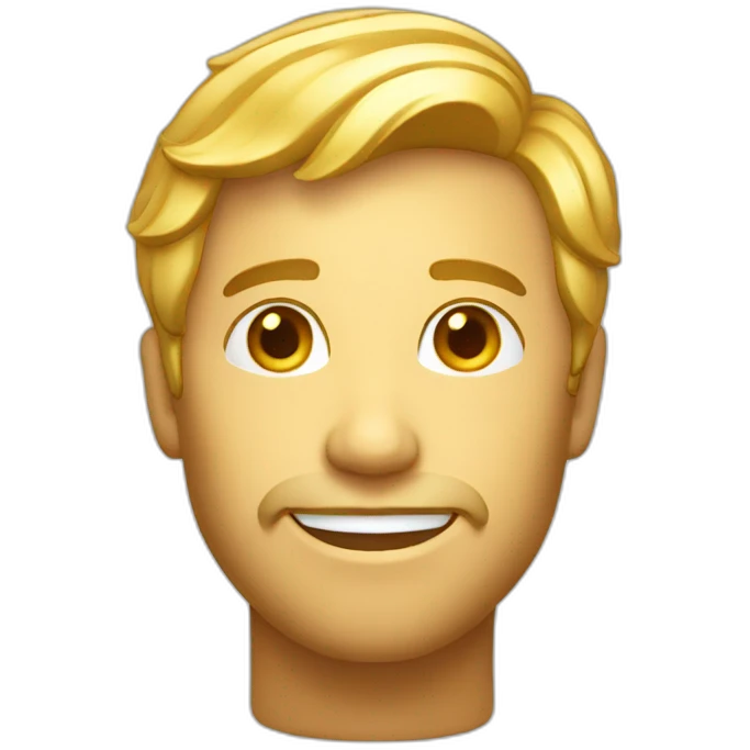 A shiny golden male face emoji