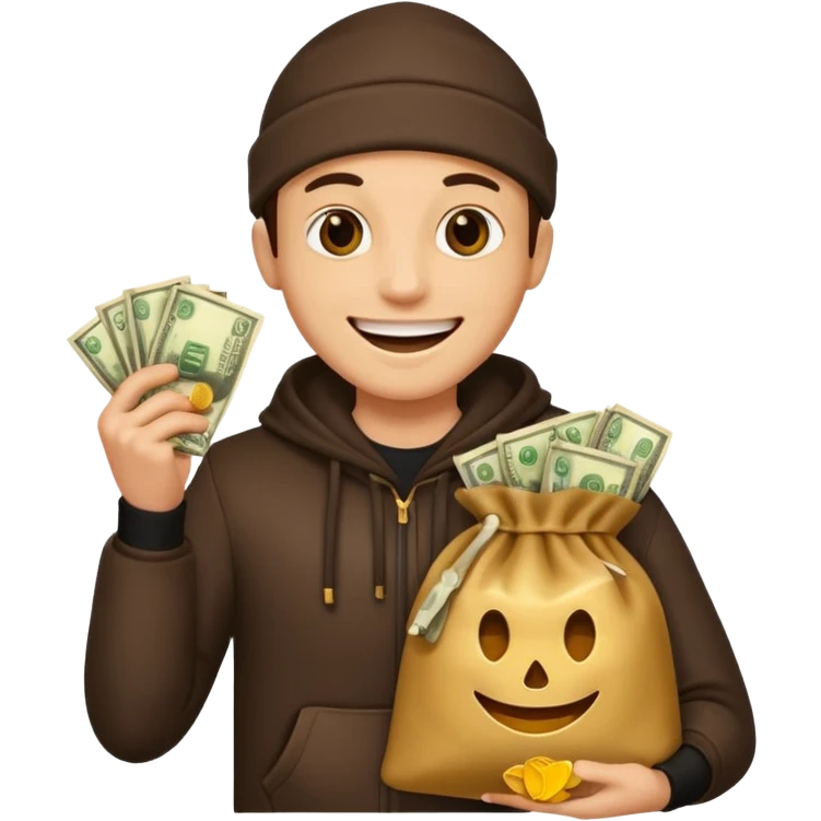 Ladrão com saco de dinheiro emoji