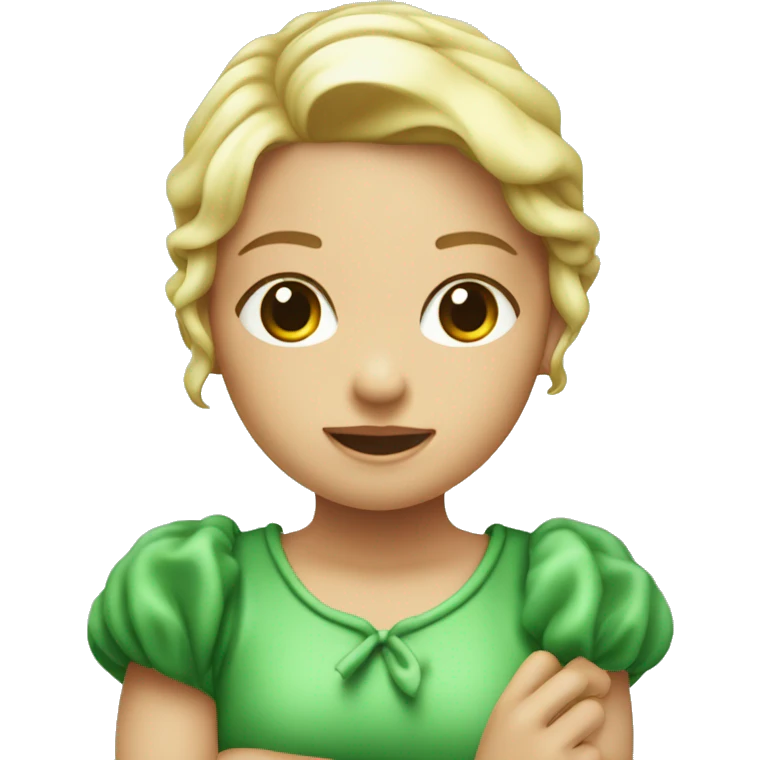 Crea una niña exploeadora con un pañuelo verde agua que sea rubia emoji