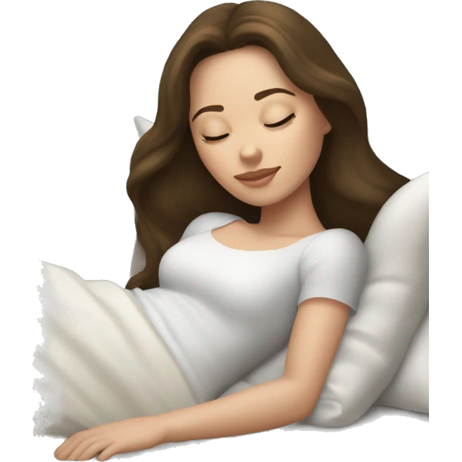 sleeping beauty brunette white girl with a silk pillow emoji