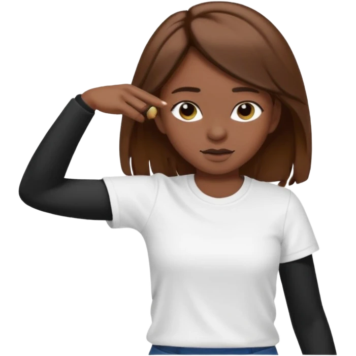 Can you make a straight black brown haired girl dab. Dabbing is like quickly dropping your head into your arm while raising the other arm out to the side. It's a simple dance move.  emoji