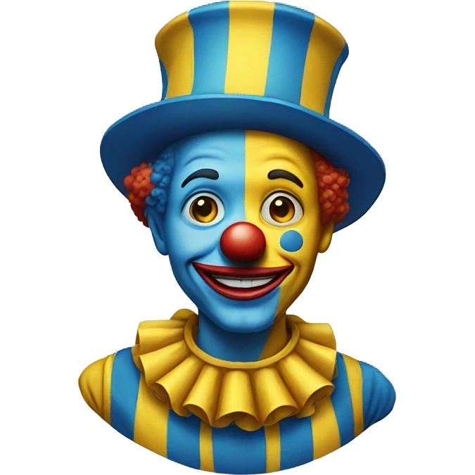 clown emoji with blue-yellow colors emoji