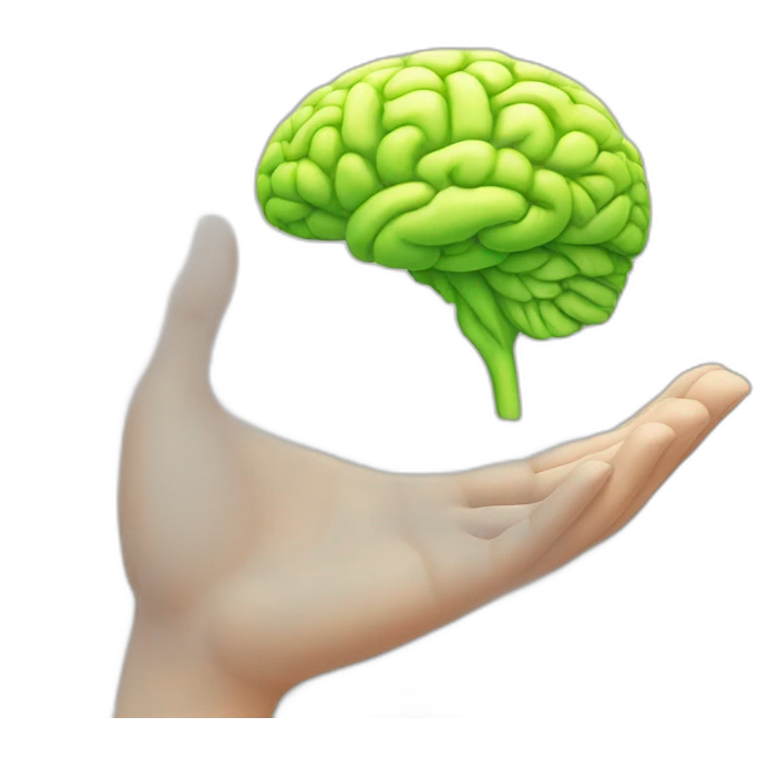 Hand with brain emoji