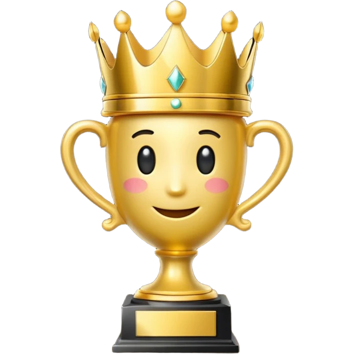 Win Emoji

Glossy 3D emoji showing a gold trophy with a small crown, glowing effect, black and gold theme. emoji