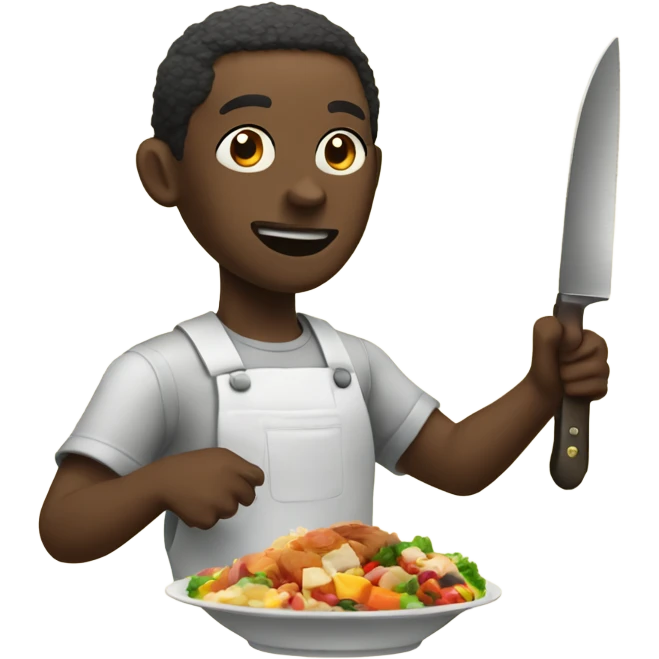 black man with a knife cutting food  emoji