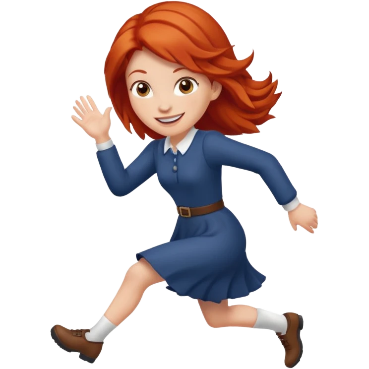 red headed woman chasing children emoji