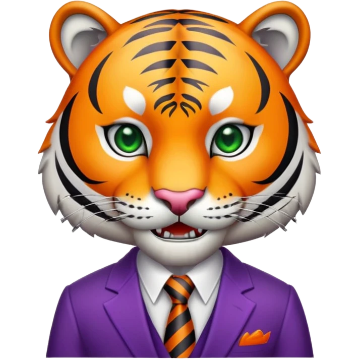 A tiger wear purple suit emoji