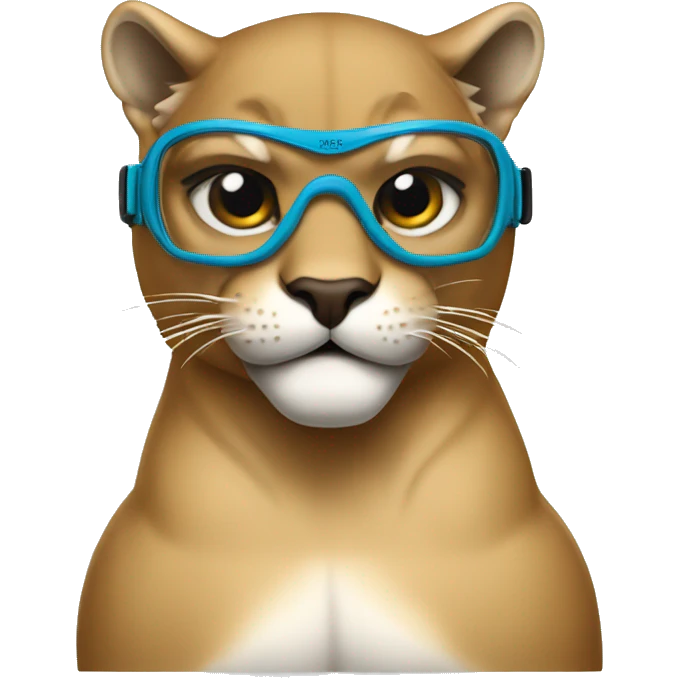Collegiate cougar mascot with swim goggles emoji