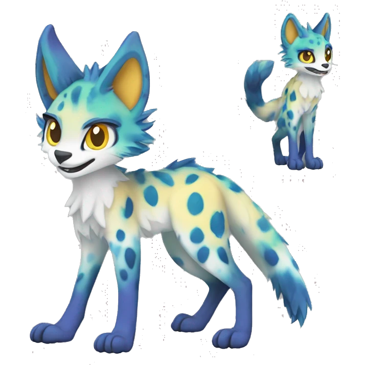 Epic Edgy Colorful ethereal eldritch Sergal-Serval-Fionbri full body emoji