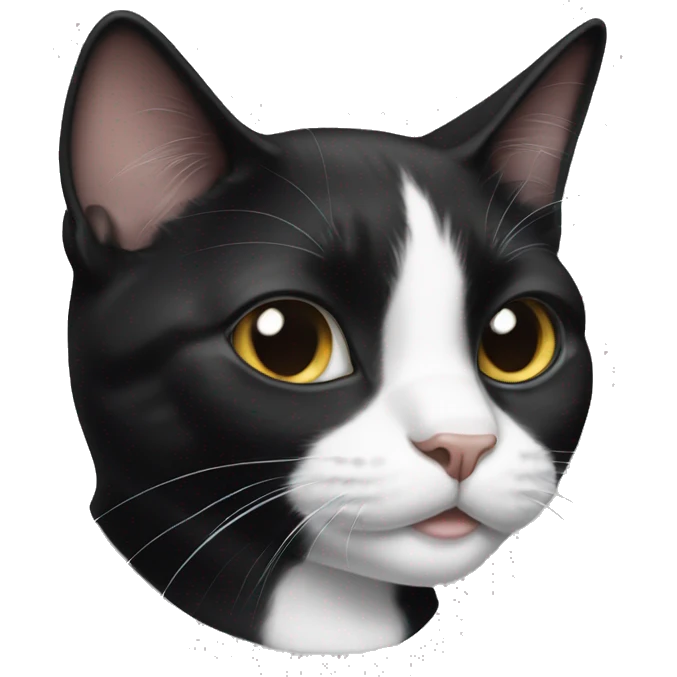 TUXEDO CAT WITH A SMALLER LEFT EAR emoji
