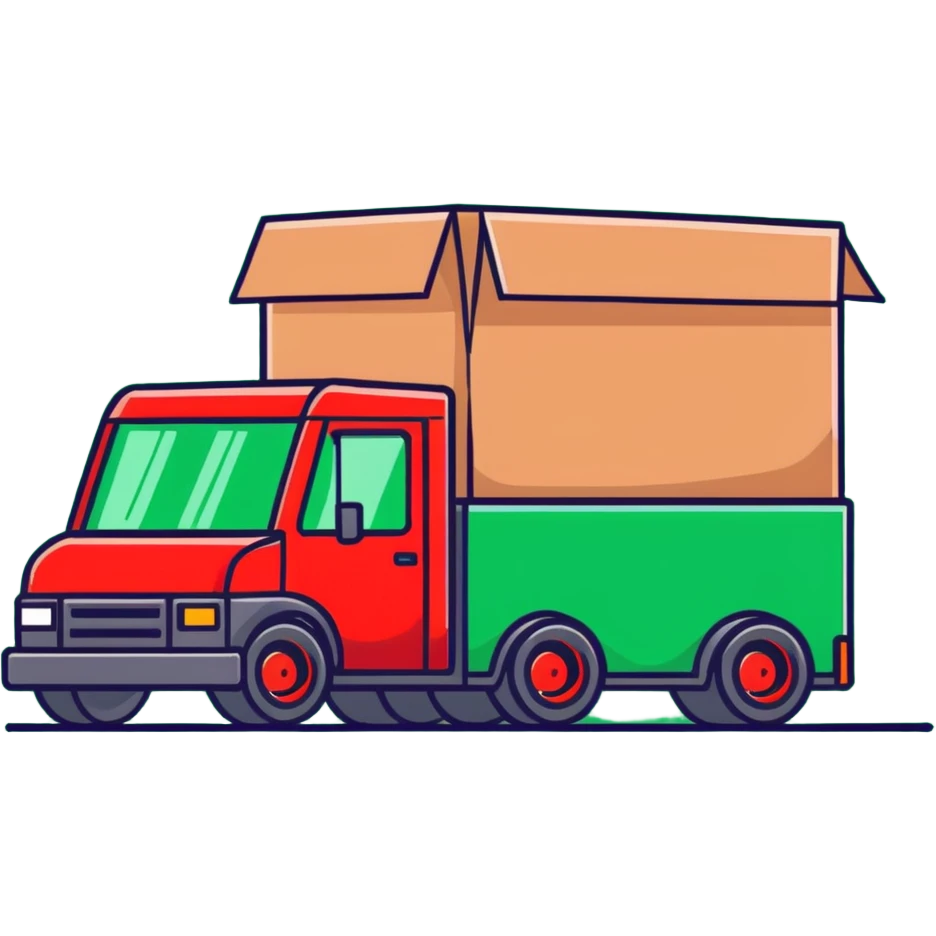 red shipping truck with courier emoji