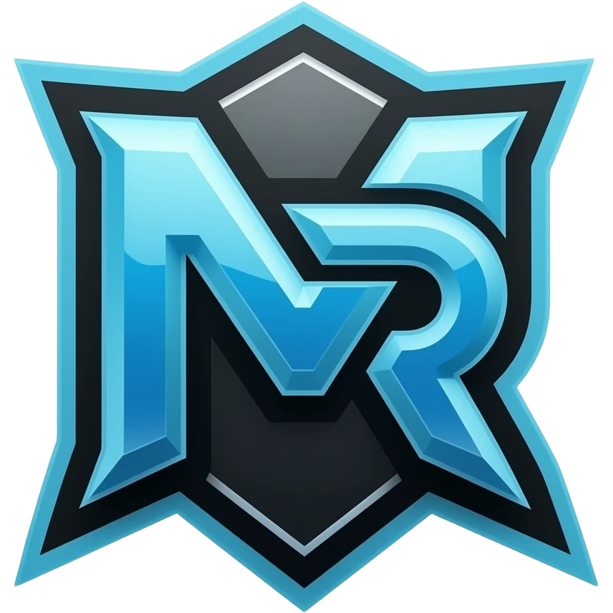 Logo team esport black and blue, no estilo syberpunk com as letras "M" e "R" emoji