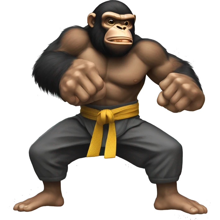 A modern chimp warrior uppercutting like Ken or ryu from street fighter emoji