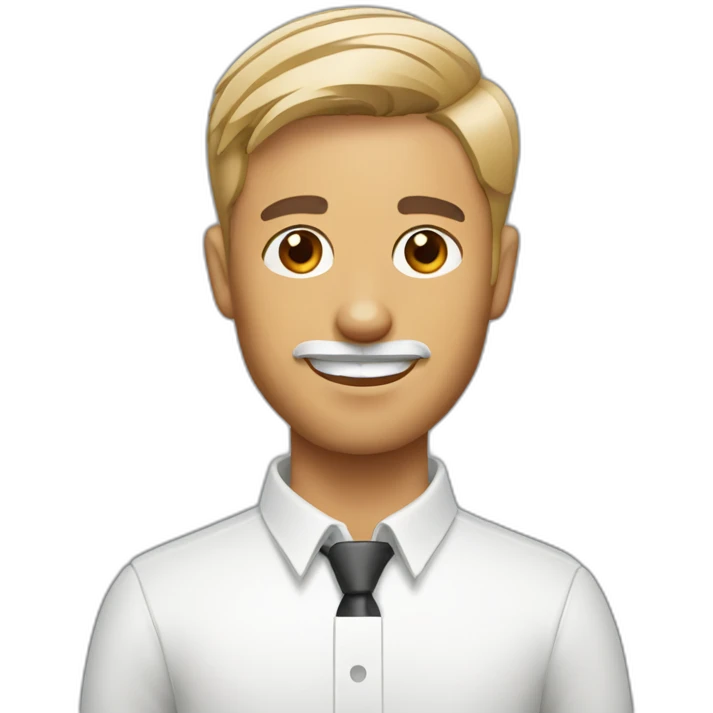 Man with modern hair cut with jack russell terrier dog emoji