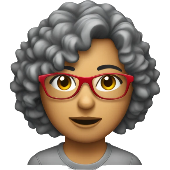 chica pelo gris rizado con gafas rojas emoji