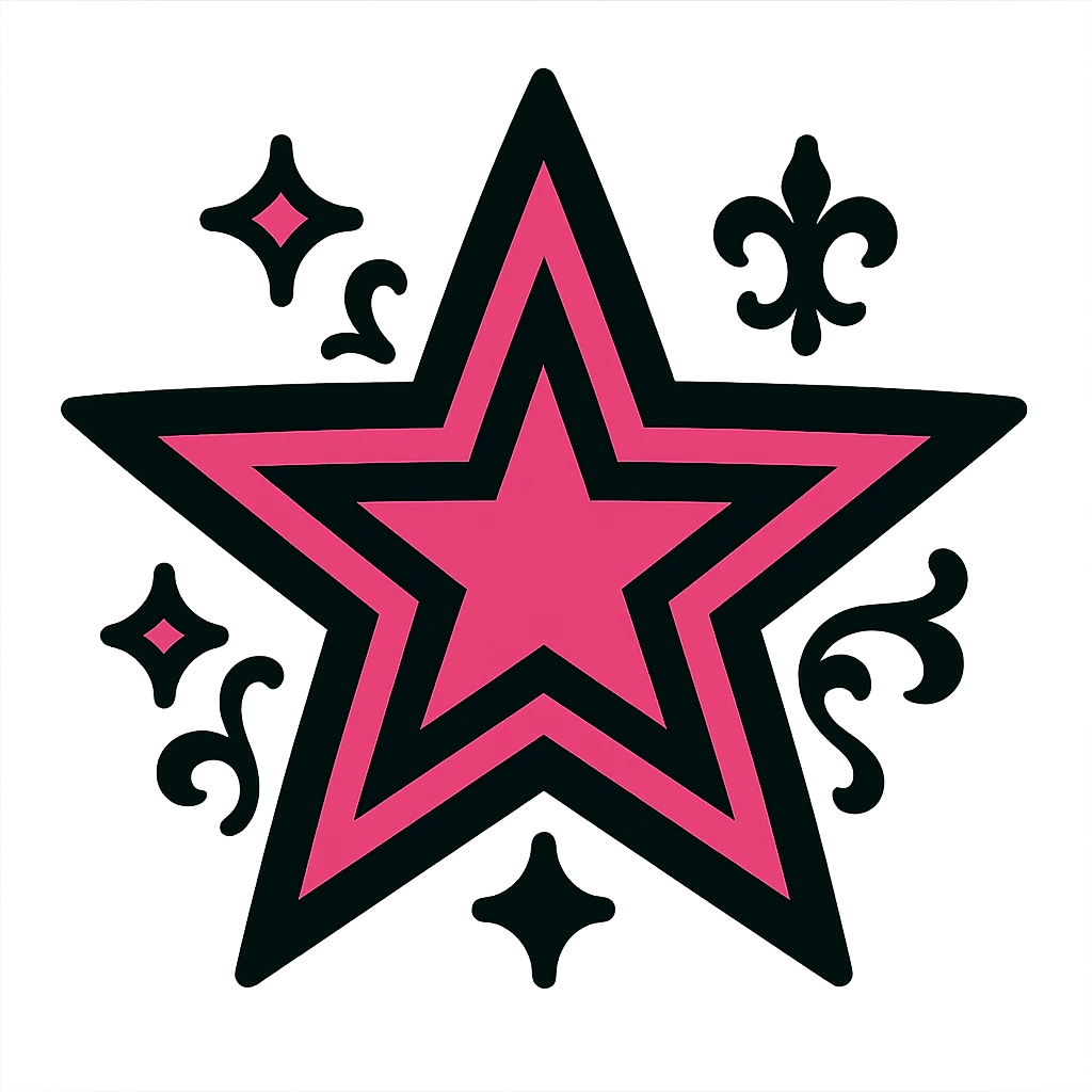 gothic star, black and pink emoji