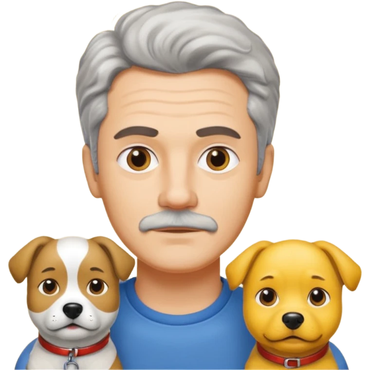 Italian man with salt and pepper hair no mustache beside two yellow dogs emoji